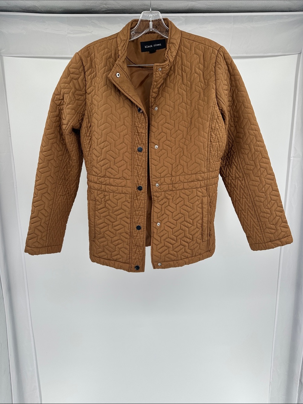 Black Rivet Quilted Tan Brown Lightweight Jacket
